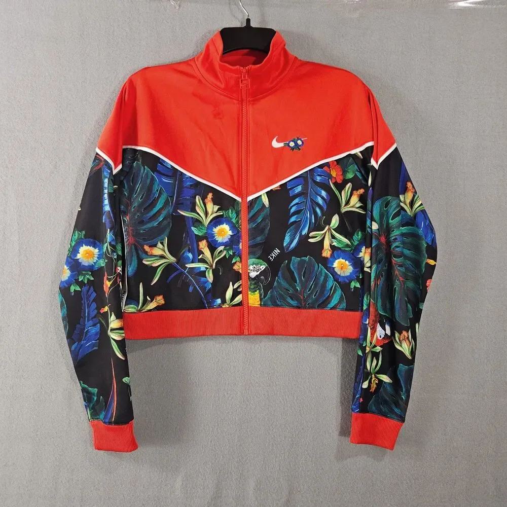 Nike Sports Tropical Full Zip Jacket Hyper Femme Embroidered Sz S Track Jacket